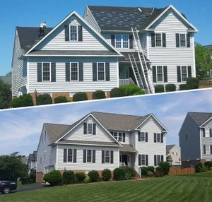 Before and after exterior home project by Greater Charlotte Contracting